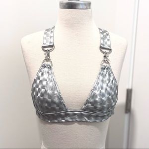 Club Exx Holographic Silver Bra Top